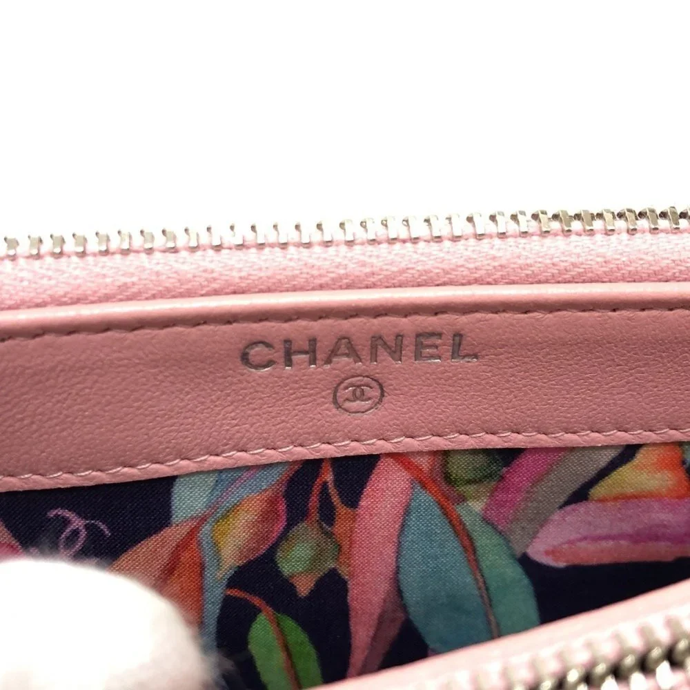 CHANEL Pink Lambskin Leather Logo Wallet - Picture 13 of 16